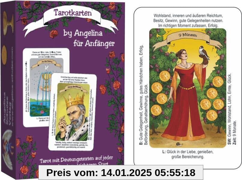 Tarotkarten by Angelina für Anfänger: Tarot mit Deutungstexten auf jeder Karte für einen leichteren Start