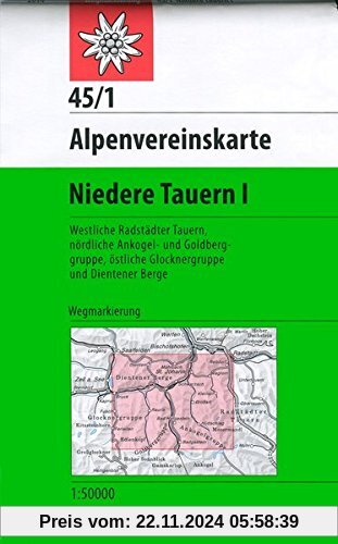 Niedere Tauern 1: Wegmarkierung - Topographische Karte 1:50.000 (Alpenvereinskarten)