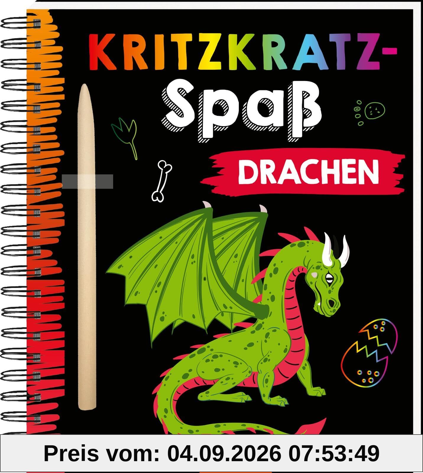 Kritzkratz-Spaß Drachen: Kreativer Kratzelspaß mit Malideen und Holzstift für Kinder ab 5 Jahren