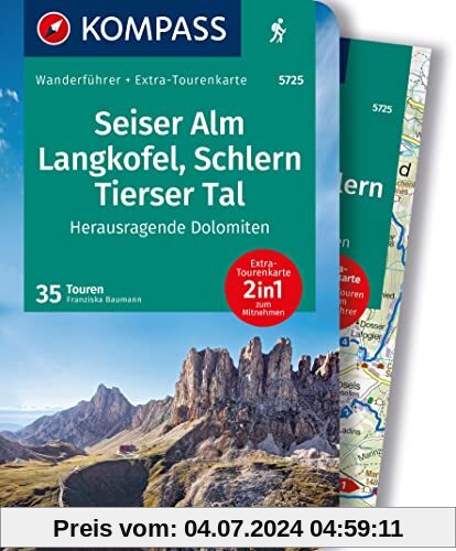 KOMPASS Wanderführer Seiser Alm, Langkofel, Schlern, Tierser Tal - Herausragende Dolomiten, 35 Touren: mit Extra-Tourenk