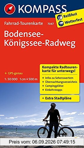 Bodensee-Königssee-Radweg: Fahrrad-Tourenkarte. GPS-genau. 1:50000. (KOMPASS-Fahrrad-Tourenkarten, Band 7047)