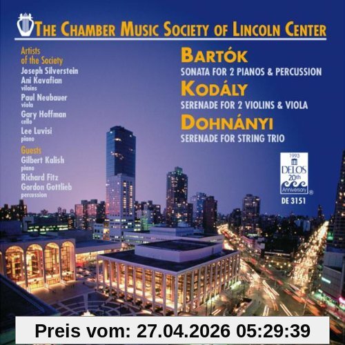 Ernst von Dohnányi: Serenade for Violin, Viola & Cello (op. 10) / Zoltán Kodály: Serenade for 2 Violins & Viola (op. 12) / Béla Bartók. Sonata for 2 Pianos & Percussion (1937)
