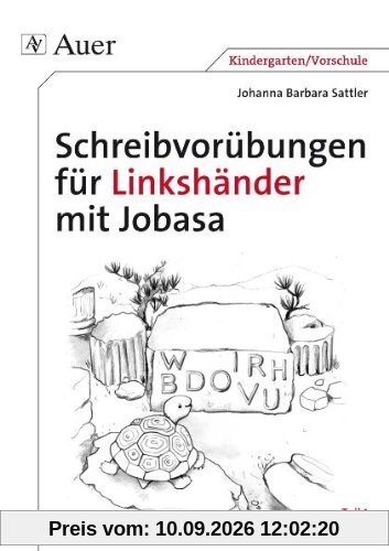Schreibvorübungen für Linkshänder mit Jobasa: Teil 1 mit den Buchstaben I, O,U, V, W, D, B, R, H (1. Klasse/Vorschule)