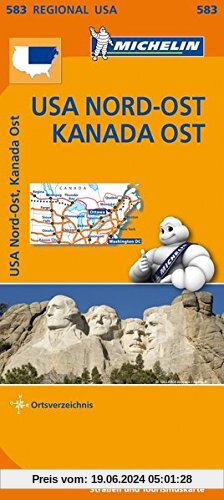Michelin USA Nord-Ost, Kanada Ost: Straßen- und Tourismuskarte 1:2.400.000 (MICHELIN Regionalkarten)