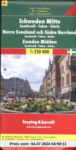Freytag Berndt Autokarten, Blatt 4, Schweden Mitte - Sundsvall - Falun - Gävle - Maßstab 1:250 000: Sundsvall - Falun - 