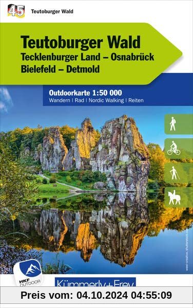 Teutoburger Wald Nr. 45 Outdoorkarte Deutschland 1:50 000: Tecklenburger Land, Osnabrück, Bielegeld, Detmold, free Downl