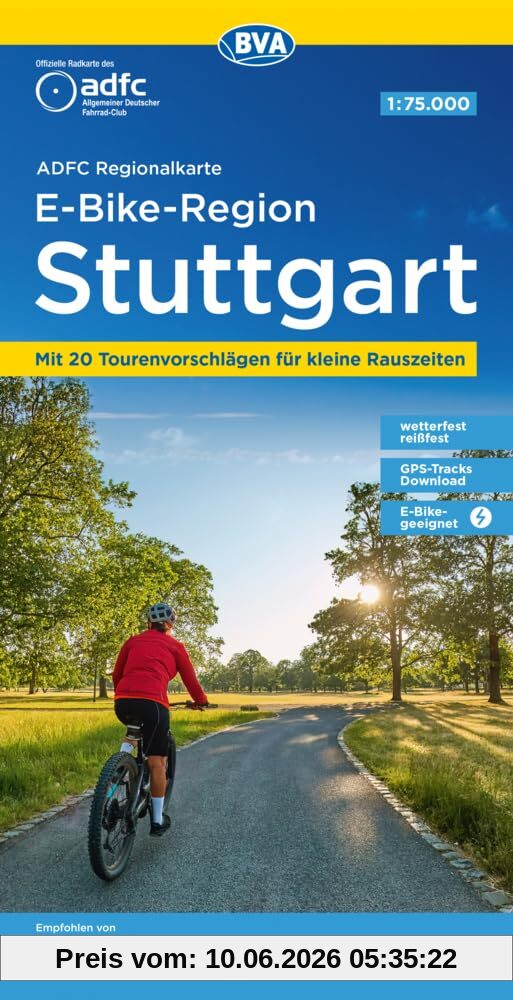 ADFC-Regionalkarte E-Bike-Region Stuttgart, 1:75.000, mit Tagestourenvorschlägen, reiß- und wetterfest, GPS-Tracks Download (ADFC-Regionalkarte 1:75000)