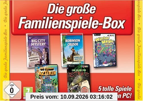 Die große Familienspiele-Box (Big City Mystery / Robinson Crusoe / Winter Magic Bubbles / Das Geheimnis der Azteken / Die Jäger des Geisterhauses)