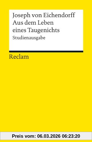 Eichendorff, Joseph Von Aus Dem Leben Eines Taugenichts, Novelle. Studienausgabe