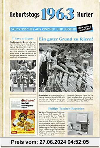 1963 - Geburtstagskurier: Druckfrisches aus Kindheit und Jugend | Zum 60. Geburtstag (Geschenke für runde Geburtstage 20