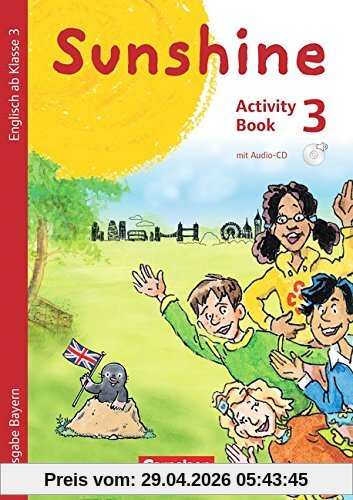 Sunshine - Bayern: 3. Jahrgangsstufe - Activity Book mit Audio-CD, Minibildkarten und Faltbox