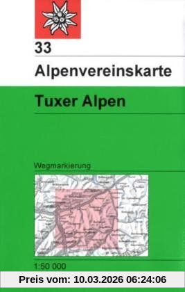 unbekannt Dav Alpenvereinskarte 33 Tuxer Alpen 1 , 50 000 Wegmarkierung
