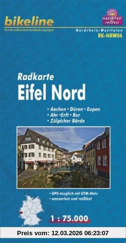 Esterbauer Radkarte Eifel Nord, Aachen, Köln, Wasserfest Und Reißfest, Gps-tauglich Mit Utm-Netz (Bikeline Radkarte)