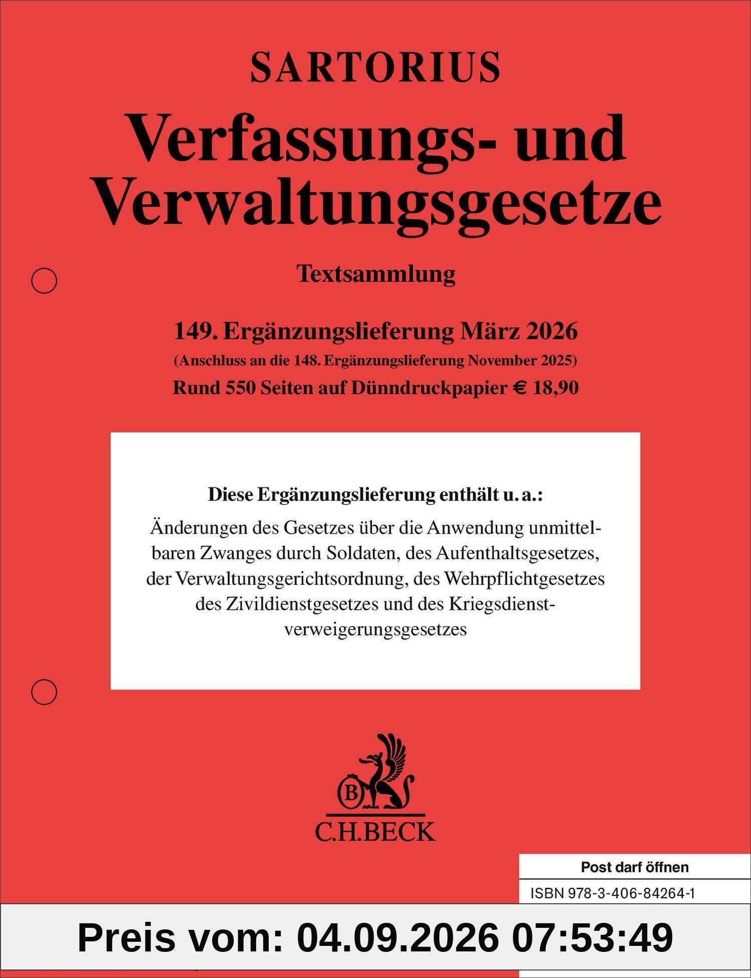 Verfassungs- und Verwaltungsgesetze 149. Ergänzungslieferung