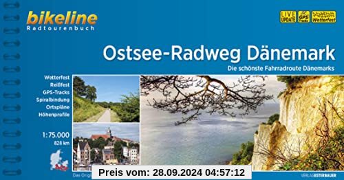 Ostsee-Radweg Dänemark: Die schönste Fahrradroute Dänemarks, 1:75.000, 873 km, wetterfest/reißfest, GPS-Tracks Download,