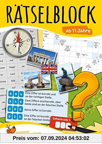 Rätselblock ab 11 Jahre: Bunter Rätselspaß für Kinder - Logicals, Kreuzworträtsel, Sudoku, Konzentrationstraining und lo