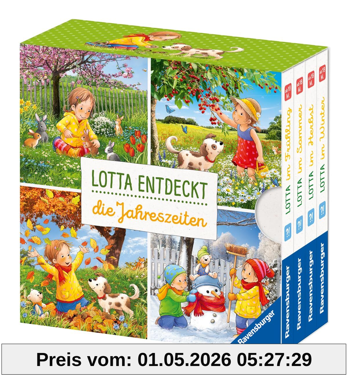 Lotta entdeckt die Jahreszeiten - Schuber mit 4 Vorlesebüchern: Frühling, Sommer, Herbst und Winter für Kinder ab 18 Monaten