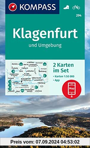 KOMPASS Wanderkarten-Set 294 Klagenfurt und Umgebung (2 Karten) 1:50.000: inklusive Karte in der KOMPASS-App offline nut