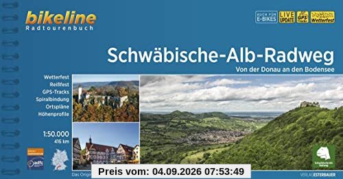 Schwäbische Alb Radweg: Von der Donau an den Bodensee, 1:50.000, 416 km (Bikeline Radtourenbücher)