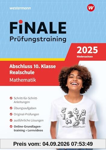 FiNALE Prüfungstraining Abschluss 10. Klasse Realschule Niedersachsen: Mathematik 2025 Arbeitsbuch mit Lösungsheft und Lernvideos