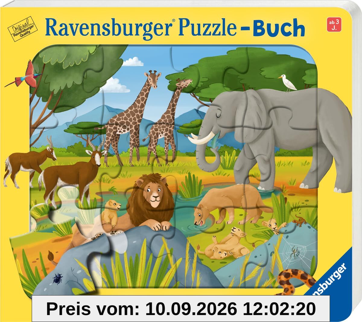 Ravensburger Puzzle-Buch: Tiere der Welt - Kinderbuch ab 3 Jahren, Puzzle mit 12 Teilen, Spielbuch, Wimmelbuch, Pappbilderbuch