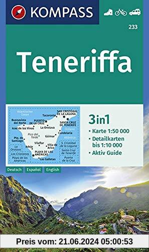 Teneriffa: 3in1 Wanderkarte 1:50000 mit Aktiv Guide und Detailkarten. Fahrradfahren. Autokarte. (KOMPASS-Wanderkarten, B