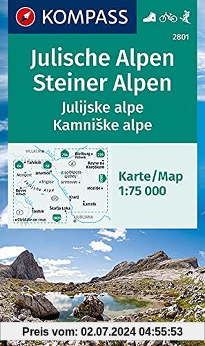 KOMPASS Wanderkarte Julische Alpen/Julijske alpe, Steiner Alpen/Kamniske alpe: Wanderkarte mit Radrouten und Skitouren. 