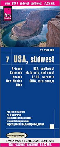 Reise Know-How Landkarte USA 07, Südwest (1:1.250.000) : Arizona Colorado Nevada Utah New Mexico: world mapping project