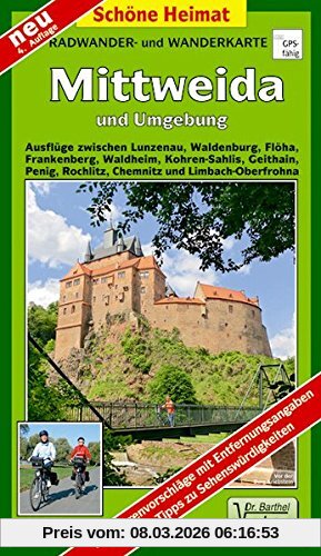 Verlag Dr. Barthel Radwander-und Wanderkarte Mittweida Und Umgebung, Ausflüge Zwischen Penig, Mittweida, Roßwein Und Döbeln Sowie Frankenberg Und Chemnitz. 1, 50000