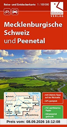 Reise- und Entdeckerkarte Mecklenburgische Schweiz und Peenetal: Maßstab 1:100.000, GPS-geeignet, Erlebnis-Tipps auf der Rückseite
