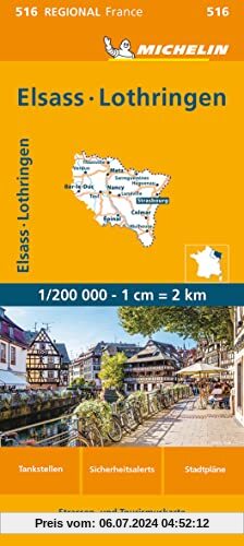 Michelin Elsass Lothring: Straßen- und Tourismuskarte 1:200.000 (MICHELIN Regionalkarten)