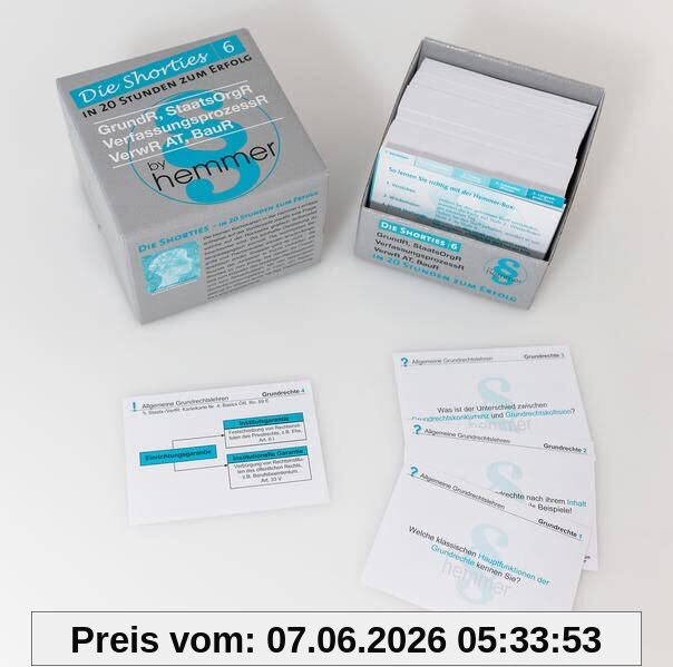Die Shorties 6. Öffentliches Recht. VerwR, GrundR, BauR, StaatsOrgR, VerfProzR. Minikarteikarten: In 20 Stunden zum Erfolg. Intelligentes Lernen in ... Erfolg (Karteikarten - Öffentliches Recht)