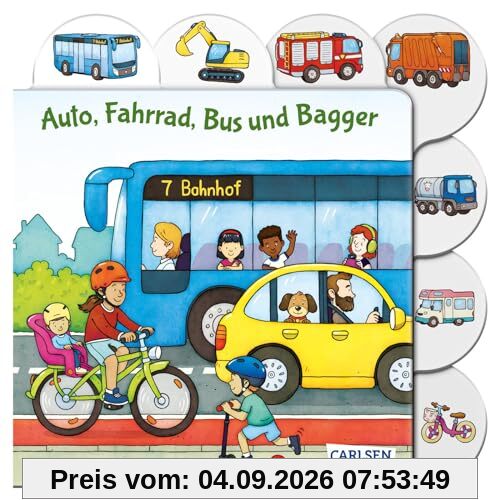 Auto, Fahrrad, Bus und Bagger: Erstes Fahrzeugbuch für Kleine ab 1
