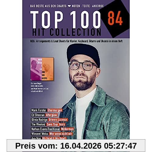 Top 100 Hit Collection 84: 8 Chart Hits: Wellerman - Übermorgen - My Head & My Heart - Save Your Tears - Drivers License - Afterglow - All We Got - ... 84. Klavier / Keyboard / Gitarre / Ukulele.