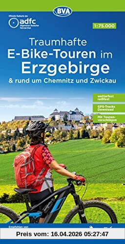 ADFC Traumhafte E-Bike-Touren im Erzgebirge mit Tourenvorschlägen, 1:75.000, wetterfest, reißfest, GPS-Tracks Download: rund um Chemnitz und Zwickau (ADFC-Regionalkarte 1:75000)