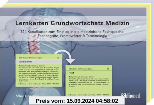 Lernkarten Grundwortschatz Medizin - 324 Karteikarten zum Einstieg in die medizinische Fachsprache: Fachbegriffe, Fremdw