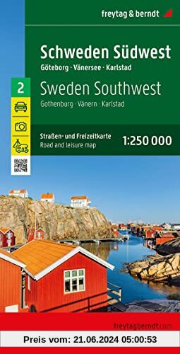 Schweden Südwest, Straßen- und Freizeitkarte 1:250.000, freytag & berndt: Göteborg - Vänersee - Karlstad (freytag & bern