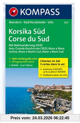 Korsika Süd - Corse du Sud - Weitwanderweg GR20: Wanderkarten-Set mit Aktiv Guide. GPS-genau. 1:50000