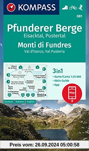 KOMPASS Wanderkarte 081 Pfunderer Berge/Monti di Fundres 1:25.000: 3in1 Wanderkarte mit Aktiv Guide inklusive Karte zur 