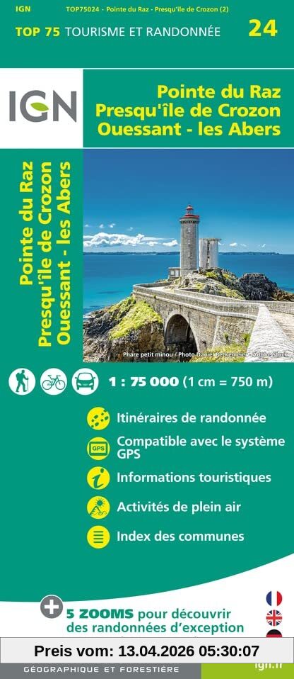 Pointe Raz Presqu'Ile de Crozon 1:75 000