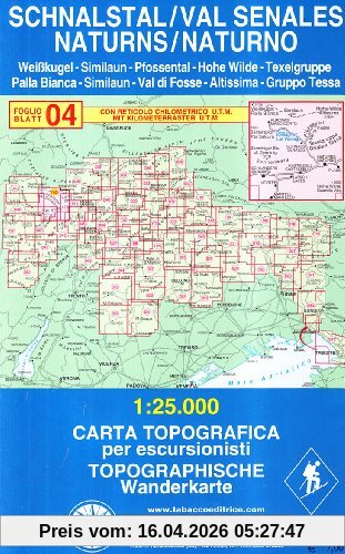 Schnalstal: Wanderkarte Tabacco 04. 1:25000 (Cartes Topograh)