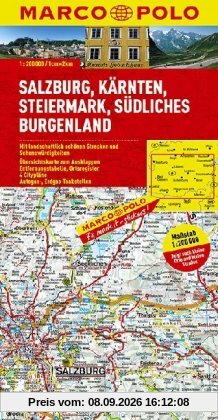 MARCO POLO Karte Salzburg, Kärnten, Steiermark, Südliches Burgenland 1:200.000
