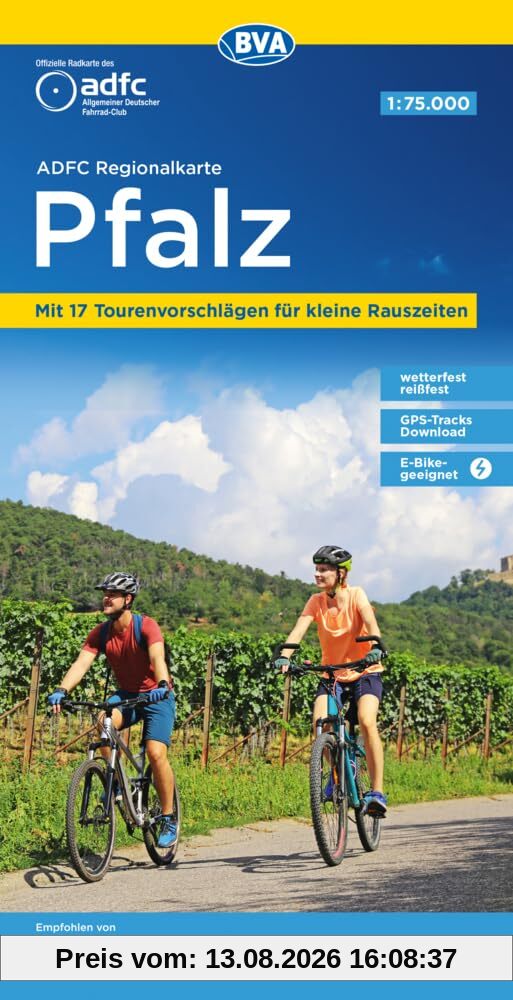 ADFC-Regionalkarte Pfalz, 1:75.000, mit Tagestourenvorschlägen, reiß- und wetterfest, E-Bike-geeignet, GPS-Tracks Download (ADFC-Regionalkarte 1:75000)
