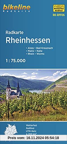 Radkarte Rheinhessen (RK-RPF06): Alzey - Bad Kreuznach - Mainz - Worms - Nahe - Rhein, wetterfest/reißfest, GPS-tauglich