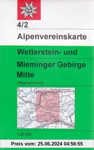 DAV Alpenvereinskarte 04/2 Wetterstein Mieminger Gebirge Mitte 1 : 25 000 Wegmarkierungen: Topographische Karte