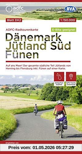 ADFC-Radtourenkarte DK2 Dänemark/Jütland Süd/ Fünen, 1:150.000, reiß- und wetterfest, GPS-Tracks Download, E-Bike geeignet: Auf ans Meer! Der gesamte ... einer Karte. (ADFC-Radtourenkarte 1:150000)