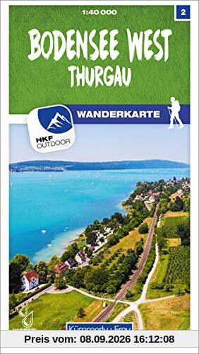 Bodensee West Thurgau Nr. 02 Wanderkarte 1:40 000: Matt laminiert, free Download mit HKF Outdoor App (Kümmerly+Frey Wanderkarten)