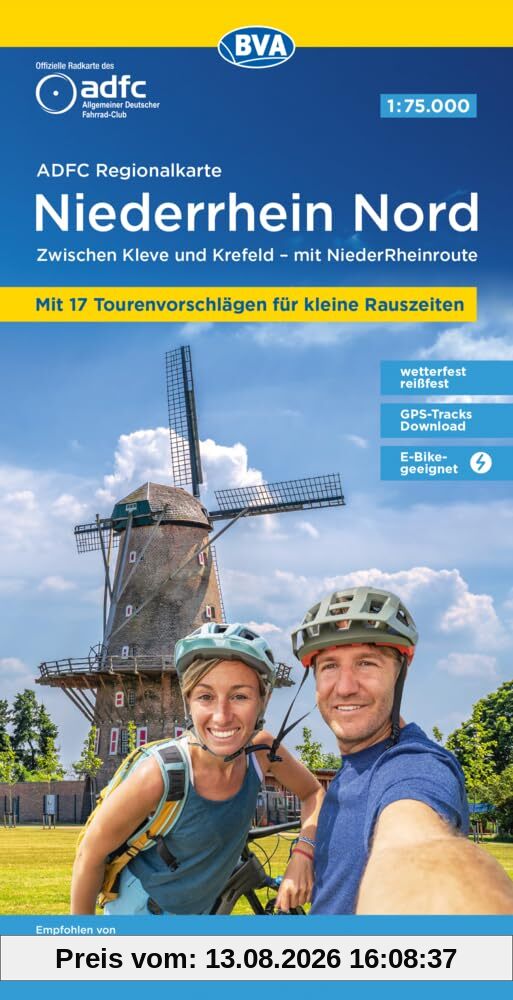 ADFC-Regionalkarte Niederrhein Nord, 1:75.000, mit Tagestourenvorschlägen, reiß- und wetterfest, E-Bike-geeignet, mit Knotenpunkten, GPS-Tracks ... NiederRheinroute (ADFC-Regionalkarte 1:75000)