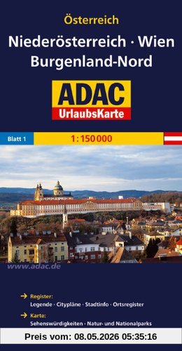 Collectif Adac Urlaubskarte Niederösterreich, Wien, Burgenland Nord 1, 150.000