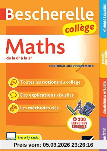 Bescherelle maths collège : de la 6e à la 3e : conforme aux programmes